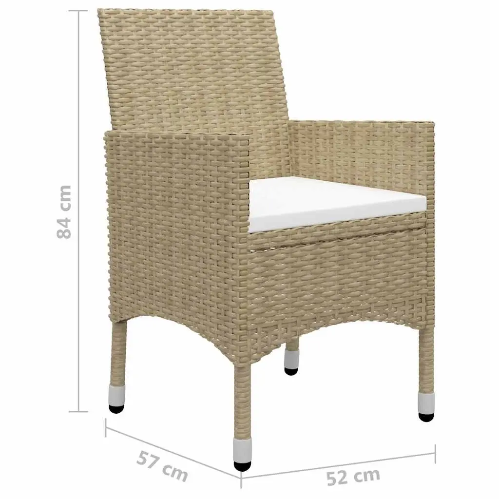 Garden Dining Set Acacia Wood Table and Chairs 5 Piece Beige Outdoor Furniture