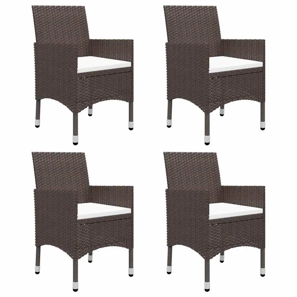 Garden Dining Set Acacia Wood Table Steel Frame PE Rattan 5 Piece Brown