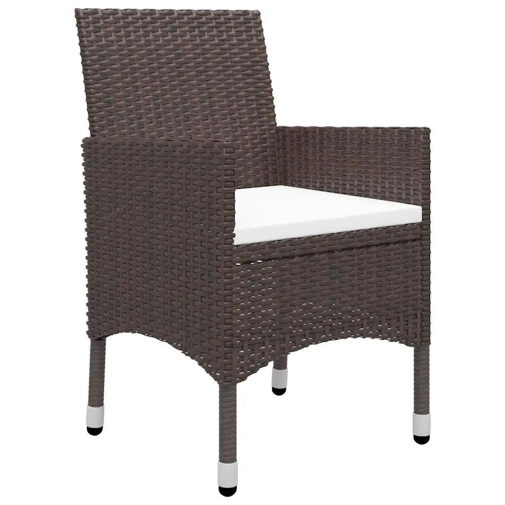Garden Dining Set Acacia Wood Table Steel Frame PE Rattan 5 Piece Brown