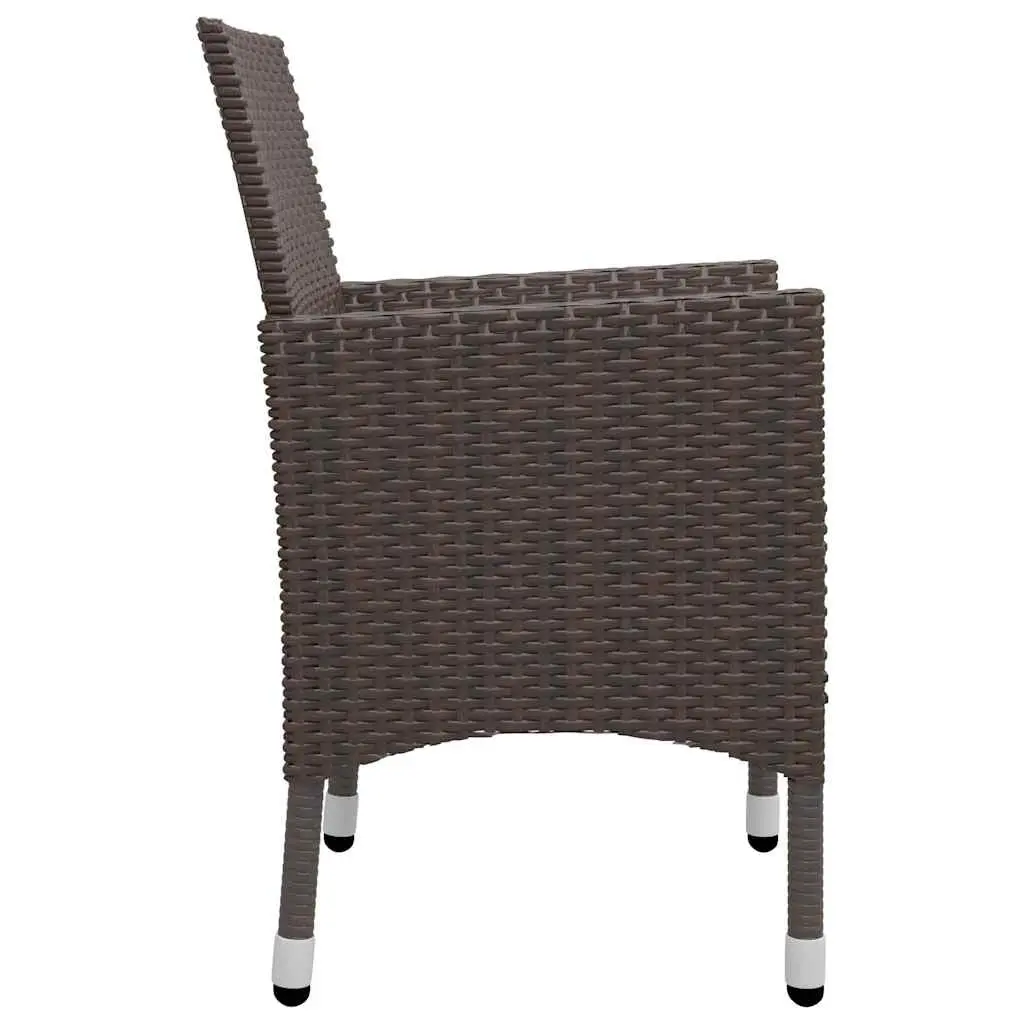 Garden Dining Set Acacia Wood Table Steel Frame PE Rattan 5 Piece Brown
