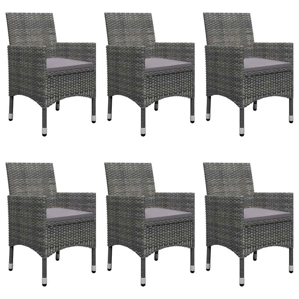 Garden Dining Set Acacia Wood Steel Frame 7 Piece Grey Rattan Furniture