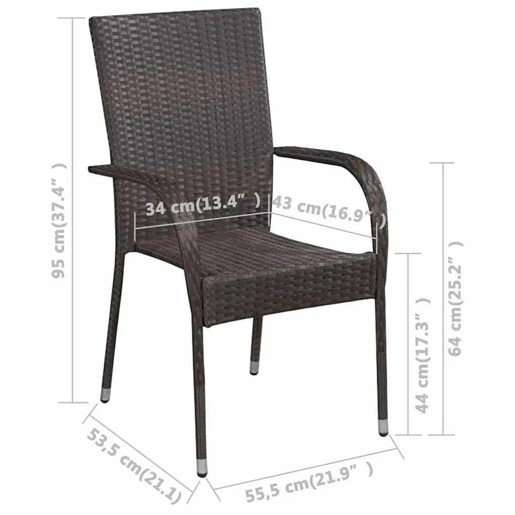 5 Piece Garden Dining Set Acacia Wood Table Powder-Coated Steel Frame Weather-Resistant PE Rattan Chairs Brown