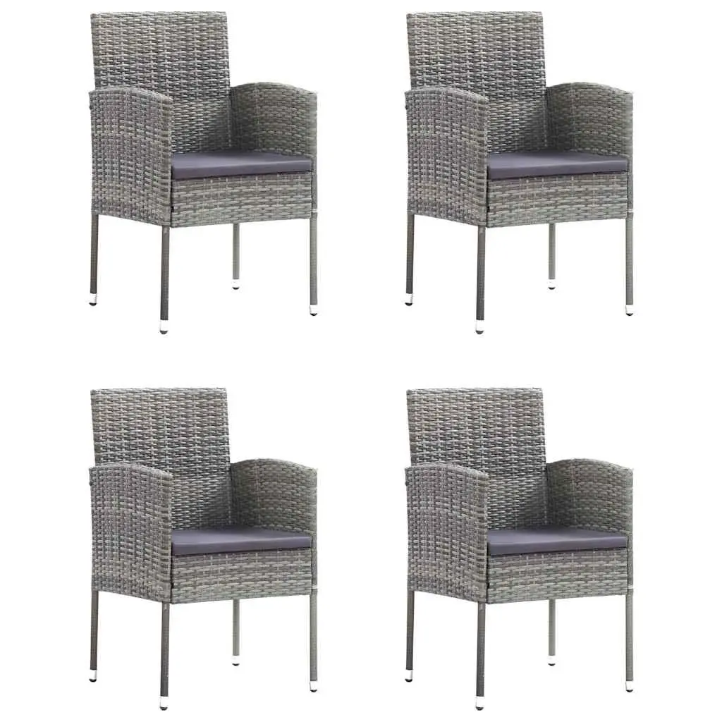 Garden Dining Set 5 Piece Outdoor Table Chairs PE Rattan Steel Frame Grey