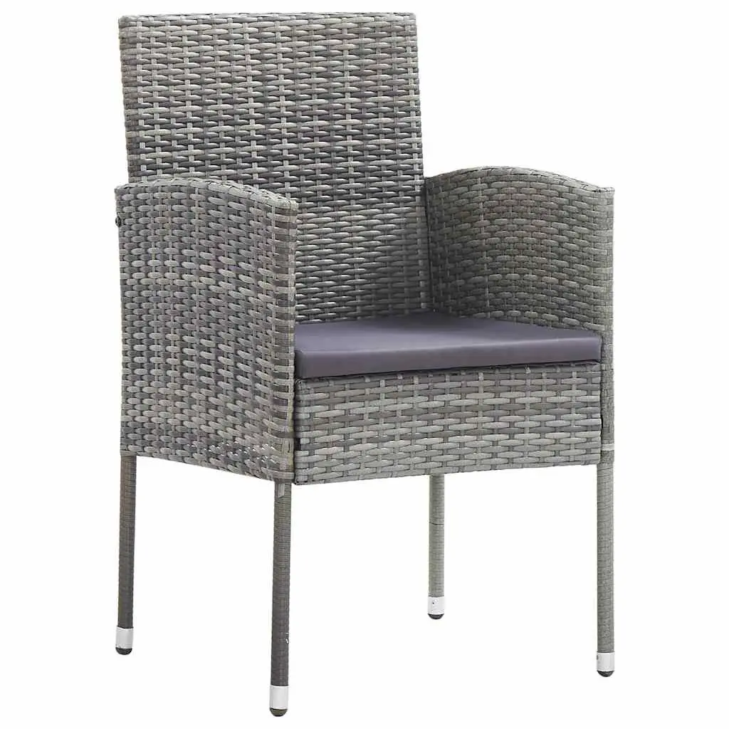 Garden Dining Set 5 Piece Outdoor Table Chairs PE Rattan Steel Frame Grey
