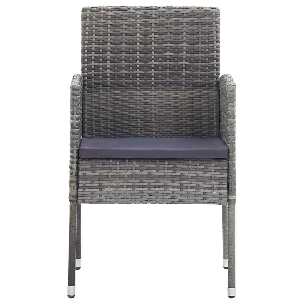 Garden Dining Set 5 Piece Outdoor Table Chairs PE Rattan Steel Frame Grey