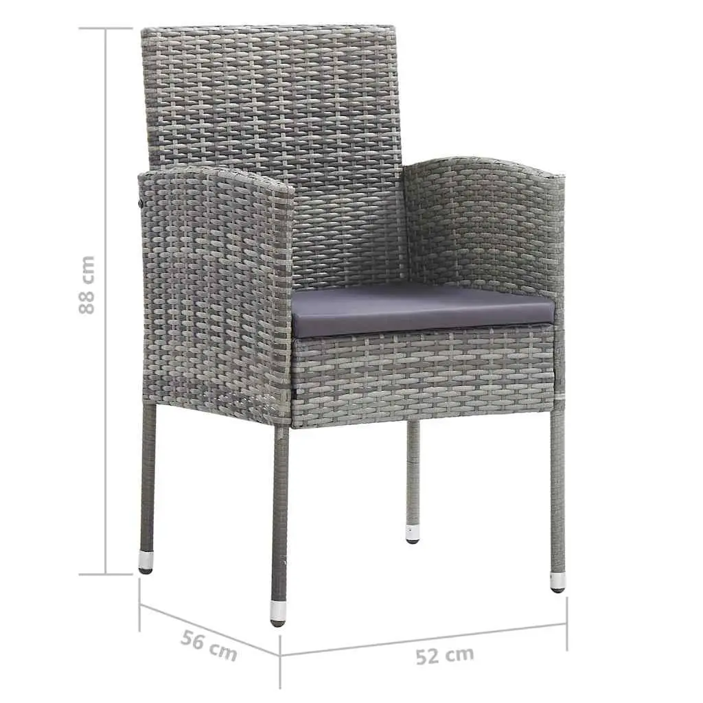 Garden Dining Set 5 Piece Outdoor Table Chairs PE Rattan Steel Frame Grey