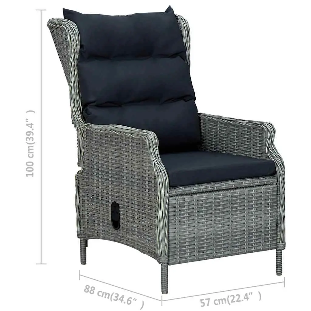 5 Piece Outdoor Dining Set Acacia Wood Table and Steel Frame Chairs Light Grey Cushion