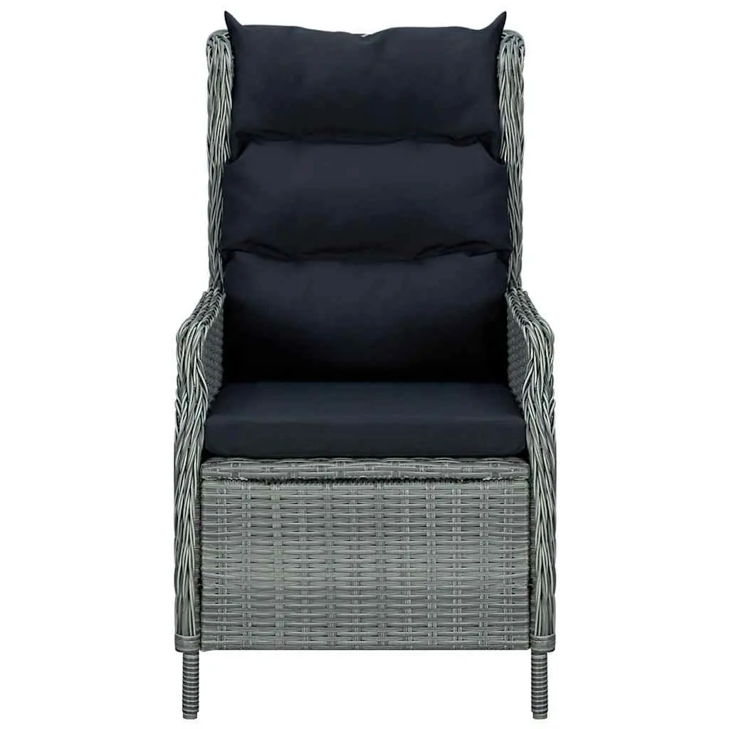 7 Piece Garden Dining Set Outdoor Table Solid Acacia Wood Grey PE Rattan Steel Frame