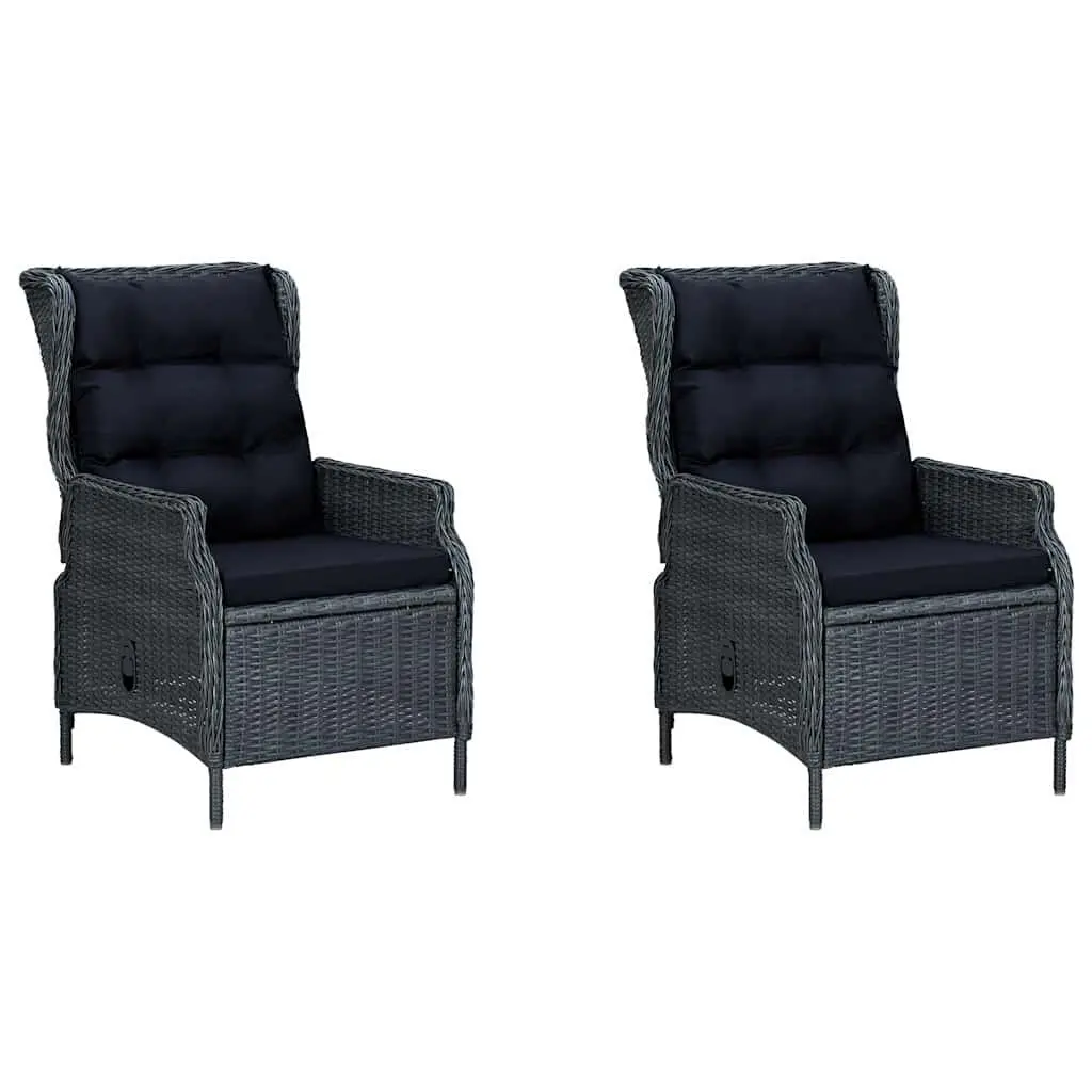 7 Piece Outdoor Dining Set Acacia Wood Table Steel Frame PE Rattan Cushions Grey