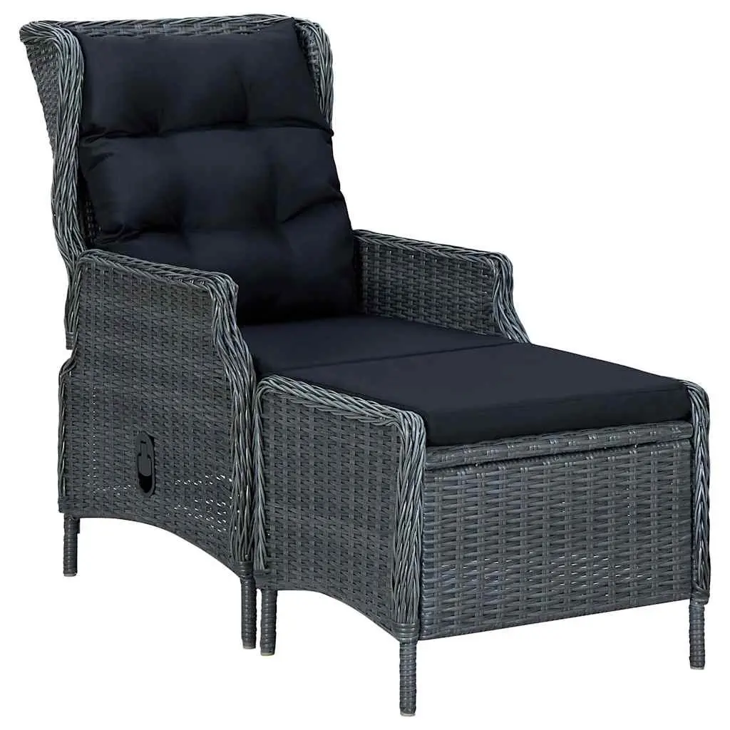 7 Piece Outdoor Dining Set Acacia Wood Table Steel Frame PE Rattan Cushions Grey