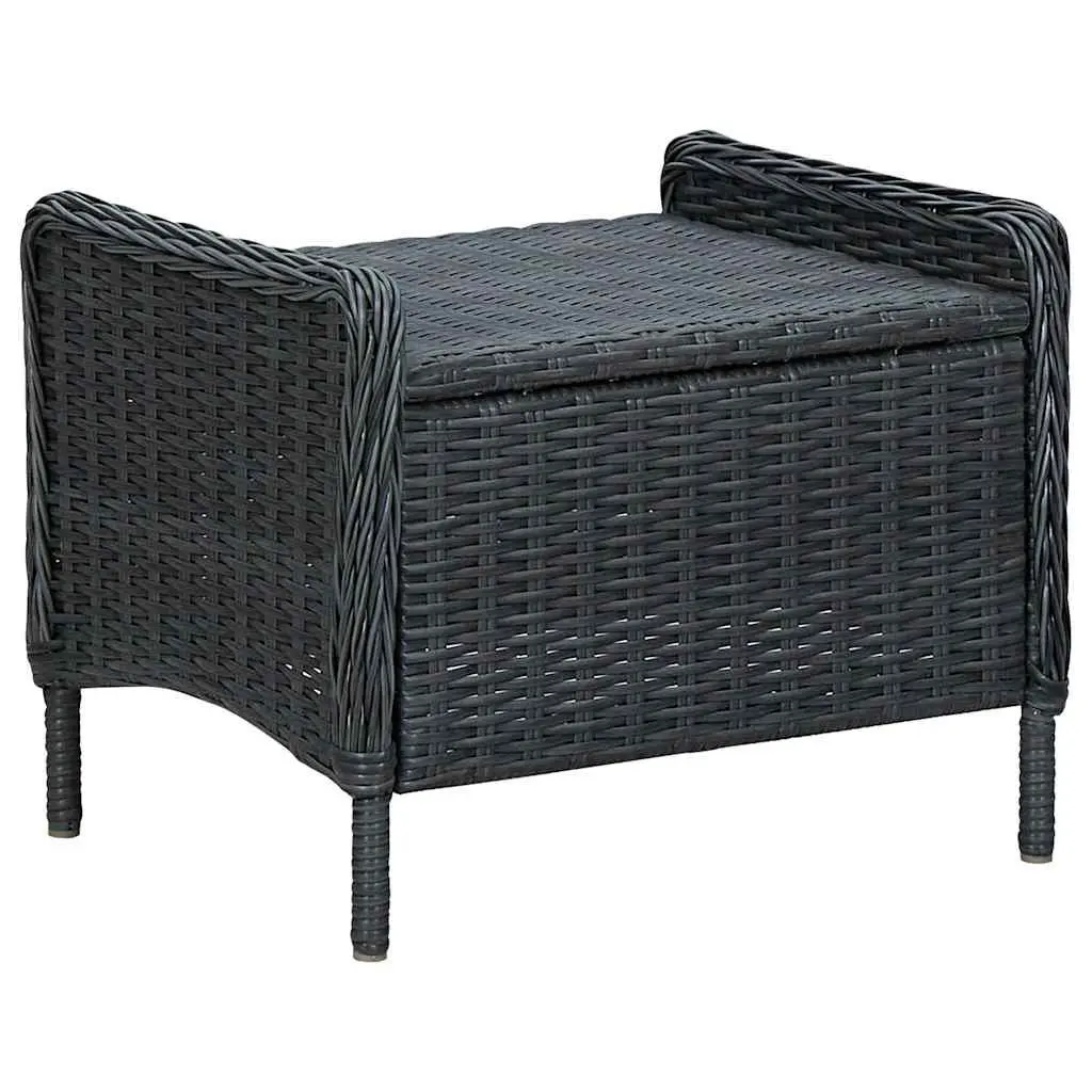 7 Piece Outdoor Dining Set Acacia Wood Table Steel Frame PE Rattan Cushions Grey