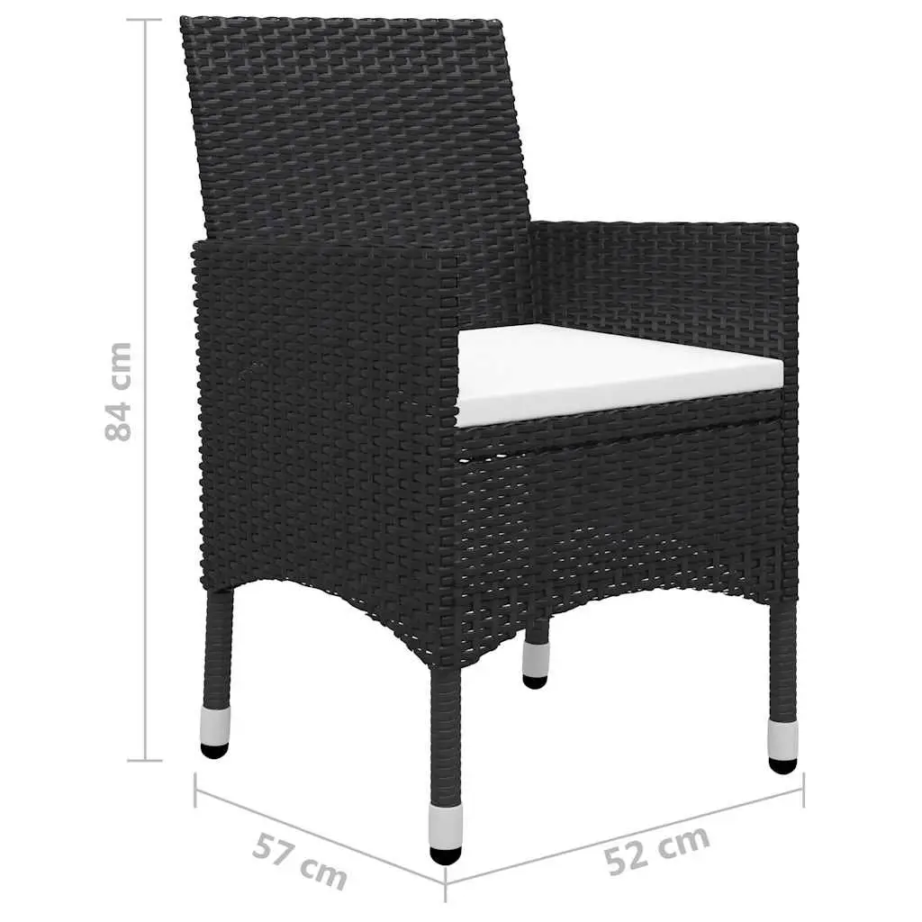 7 Piece Garden Dining Set Acacia Wood Table PE Rattan Chairs Black