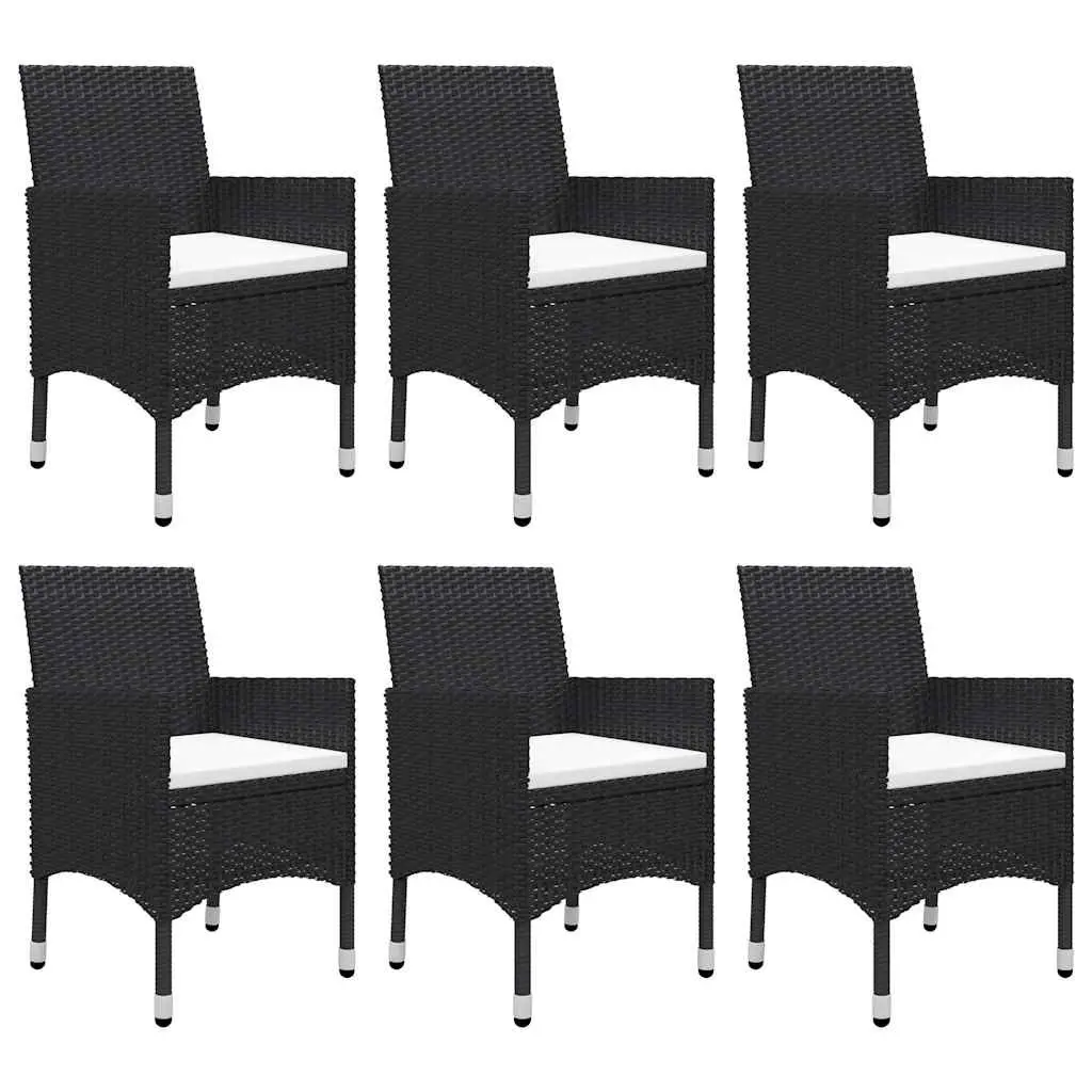 7 Piece Garden Dining Set Acacia Wood Table PE Rattan Chairs Black