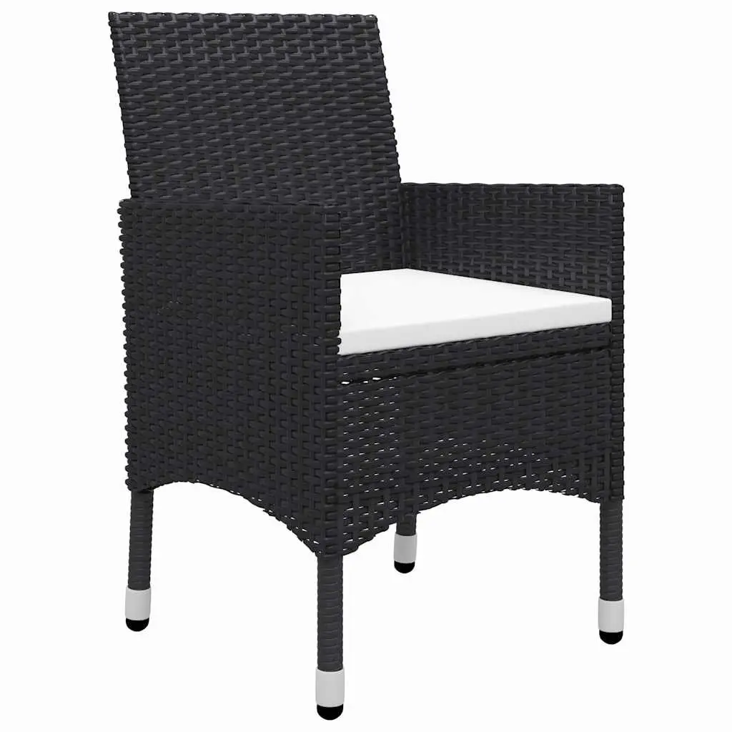 7 Piece Garden Dining Set Acacia Wood Table PE Rattan Chairs Black