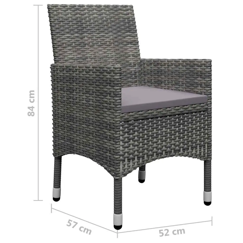 7 Piece Outdoor Dining Set Grey Garden Furniture Table Chairs with Cushions