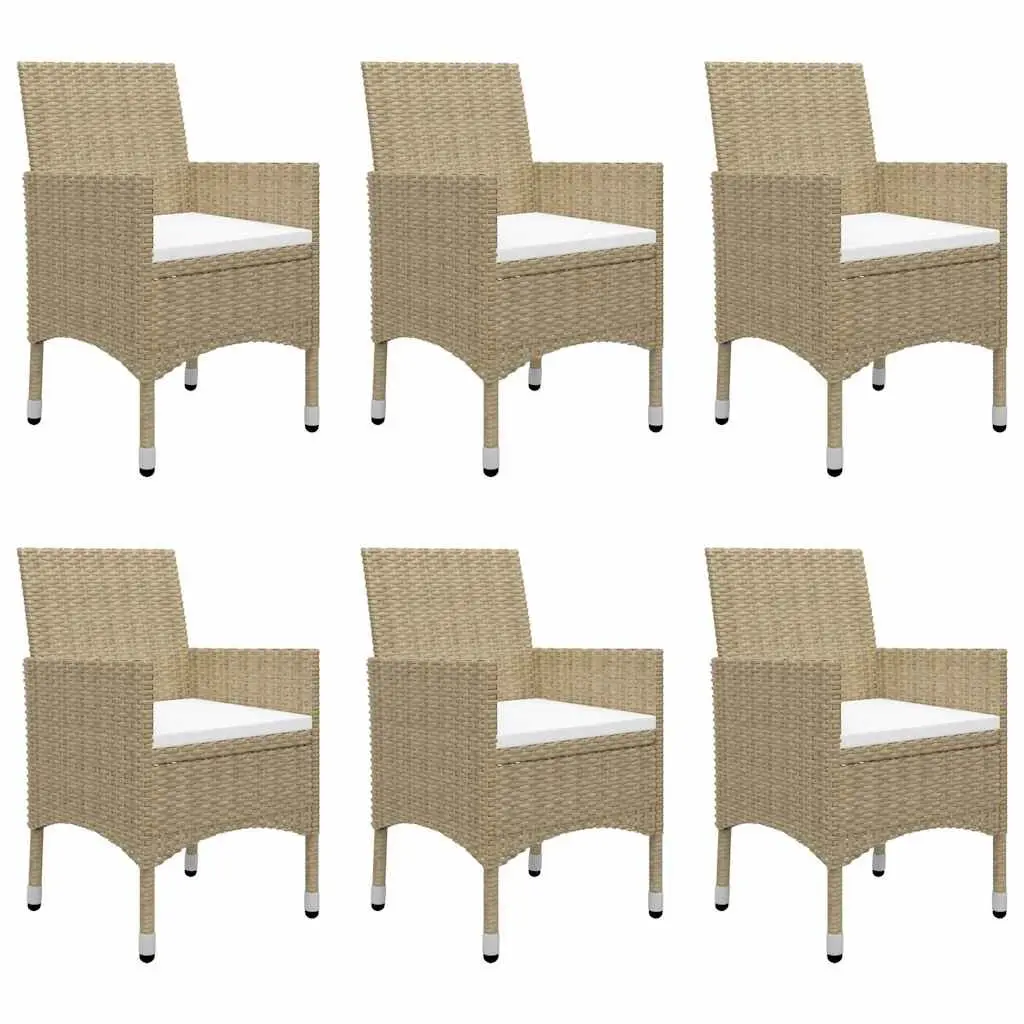Garden Dining Set Outdoor Furniture 7 Piece Table Chairs Patio Beige