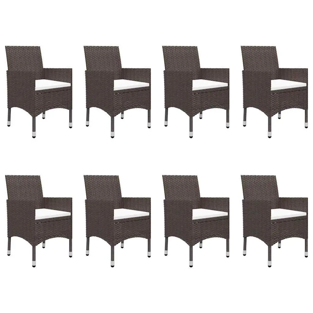 Garden Dining Set Rattan 9 Piece Brown Outdoor Table Chairs