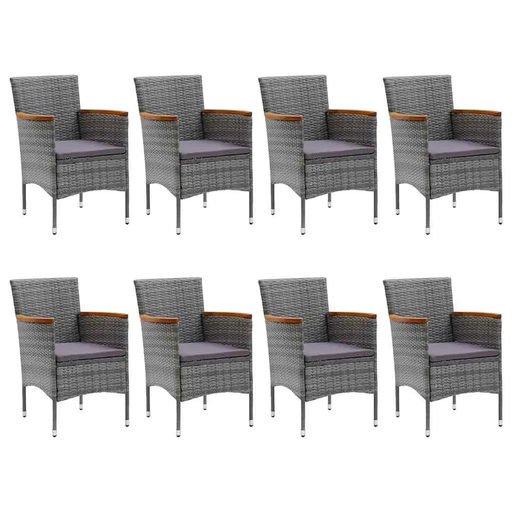 Garden Dining Set 9 Piece Outdoor Furniture Table Chairs Grey Acacia Wood Rattan