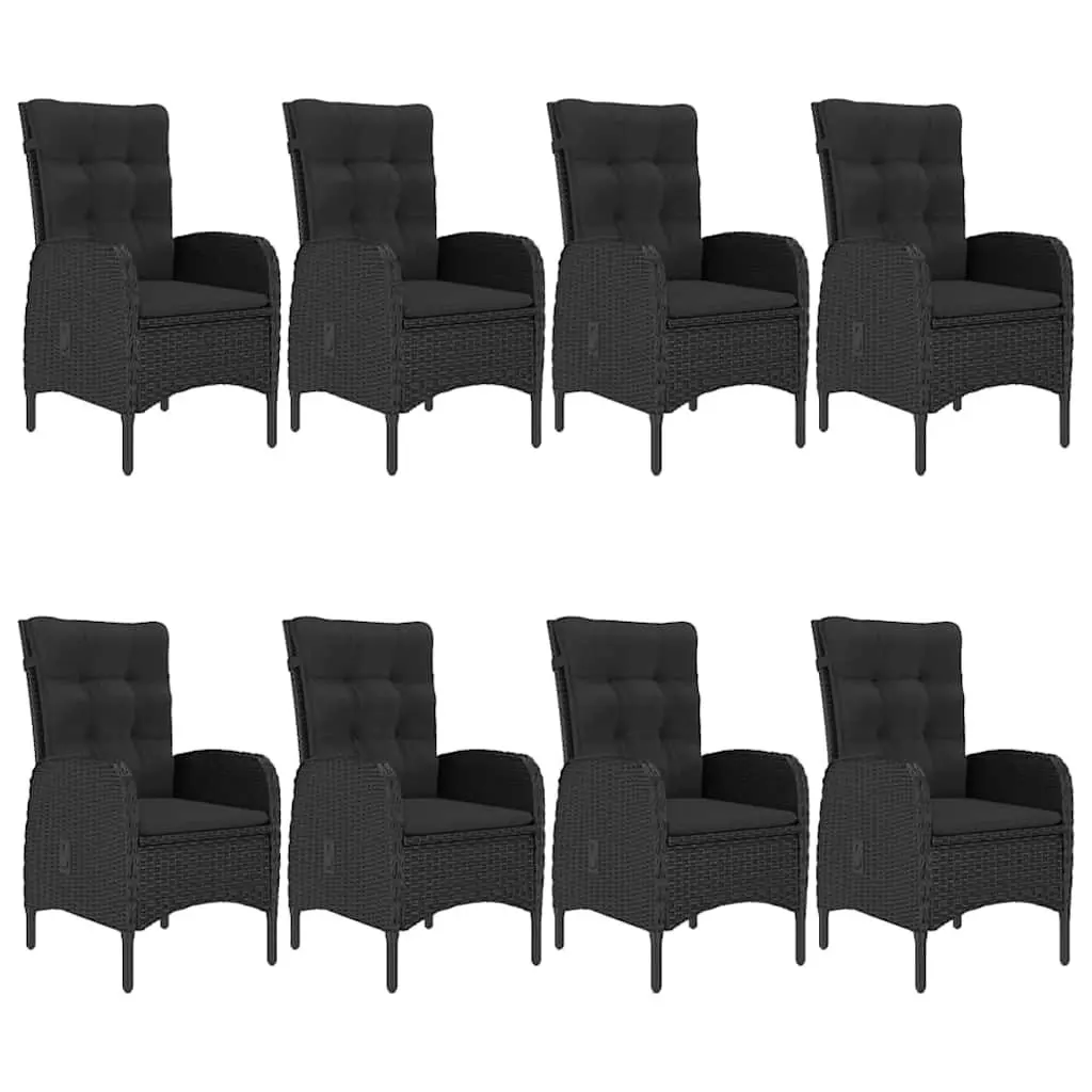 Garden Dining Set 9 Piece Acacia Wood Steel Frame Black
