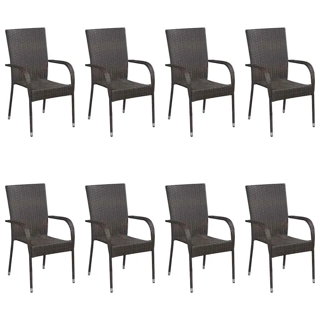 Garden Dining Set 9 Piece Outdoor Furniture Brown Acacia Wood Rattan Chairs