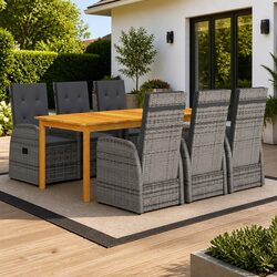 Practical 7-Piece Outdoor Dining Set with Cushions