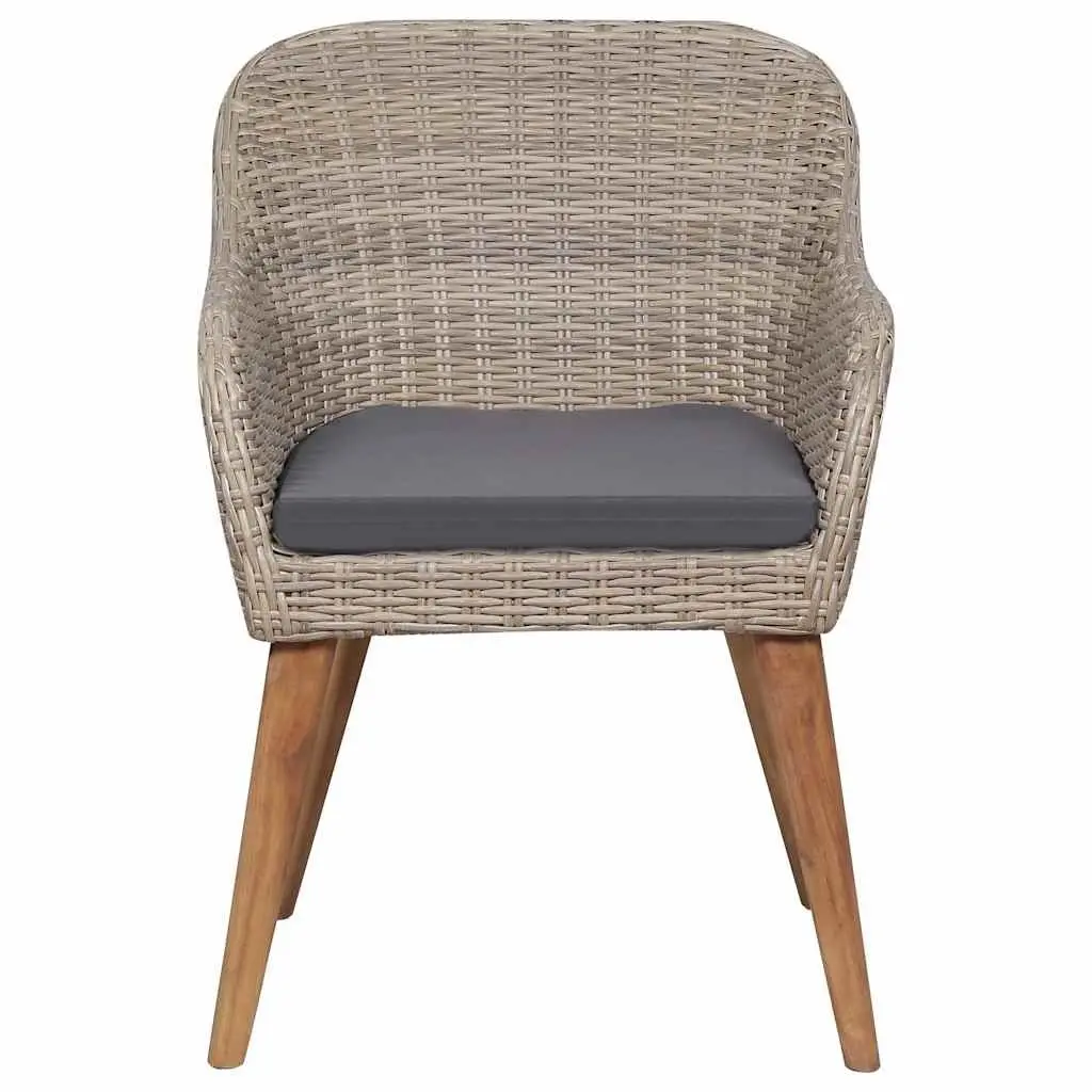 Outdoor Dining Set 9 Piece Brown Acacia Wood Steel Frame Rattan Table Chairs