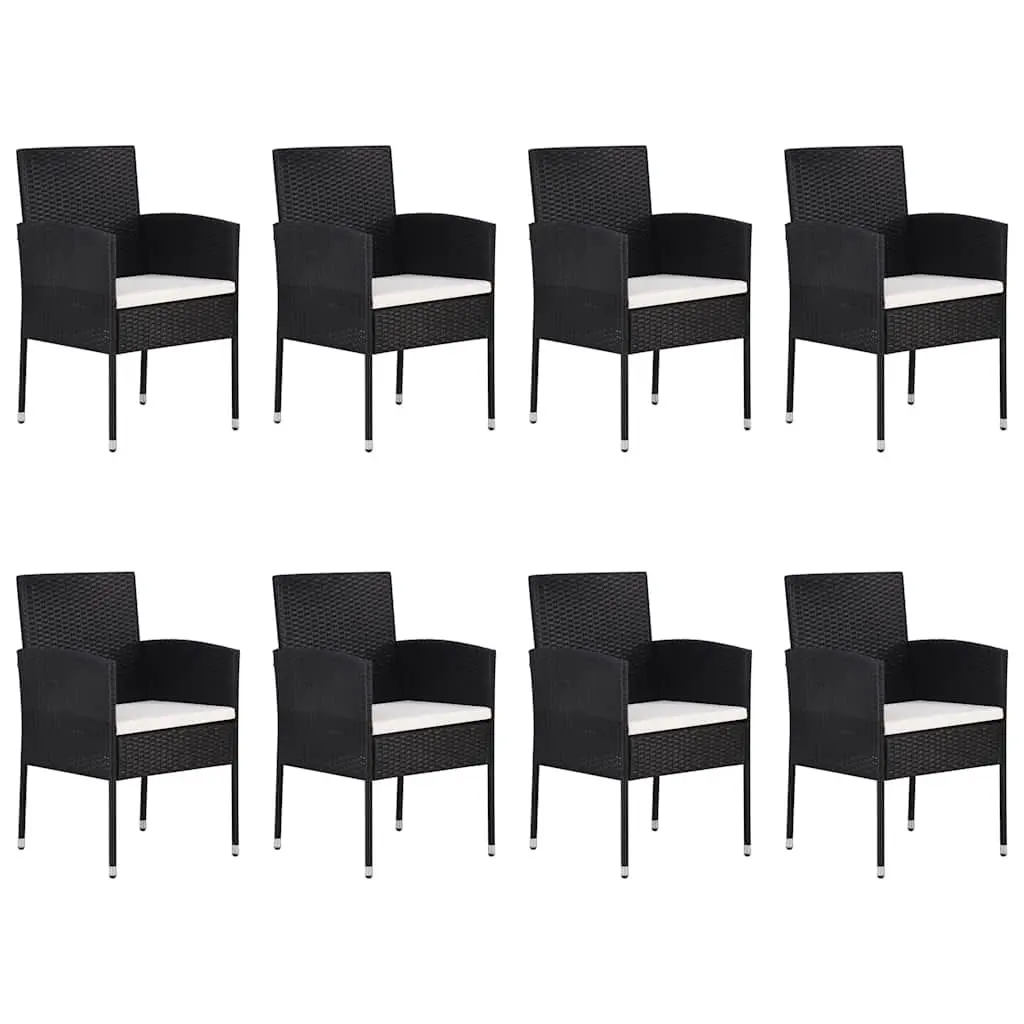 9 Piece Outdoor Garden Dining Set Acacia Wood Table Steel Frame Chairs Black