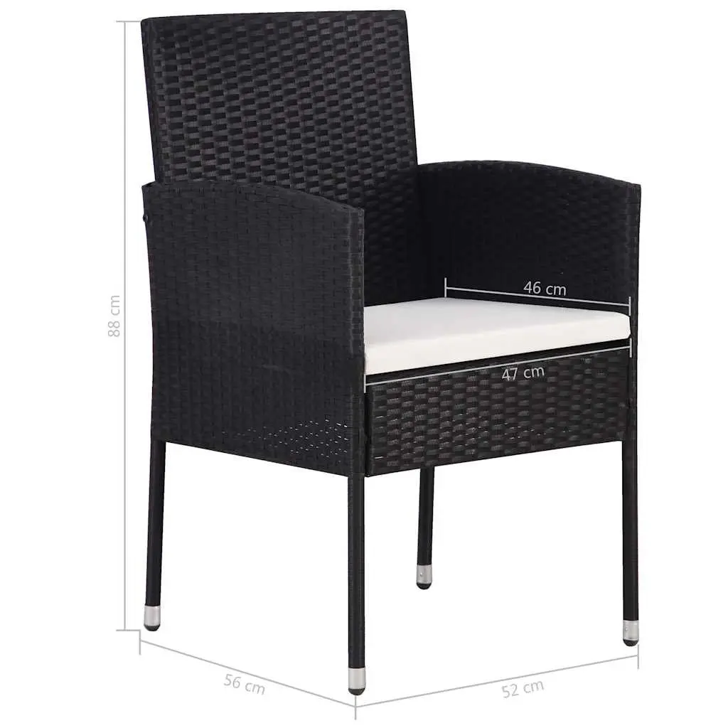 9 Piece Outdoor Garden Dining Set Acacia Wood Table Steel Frame Chairs Black