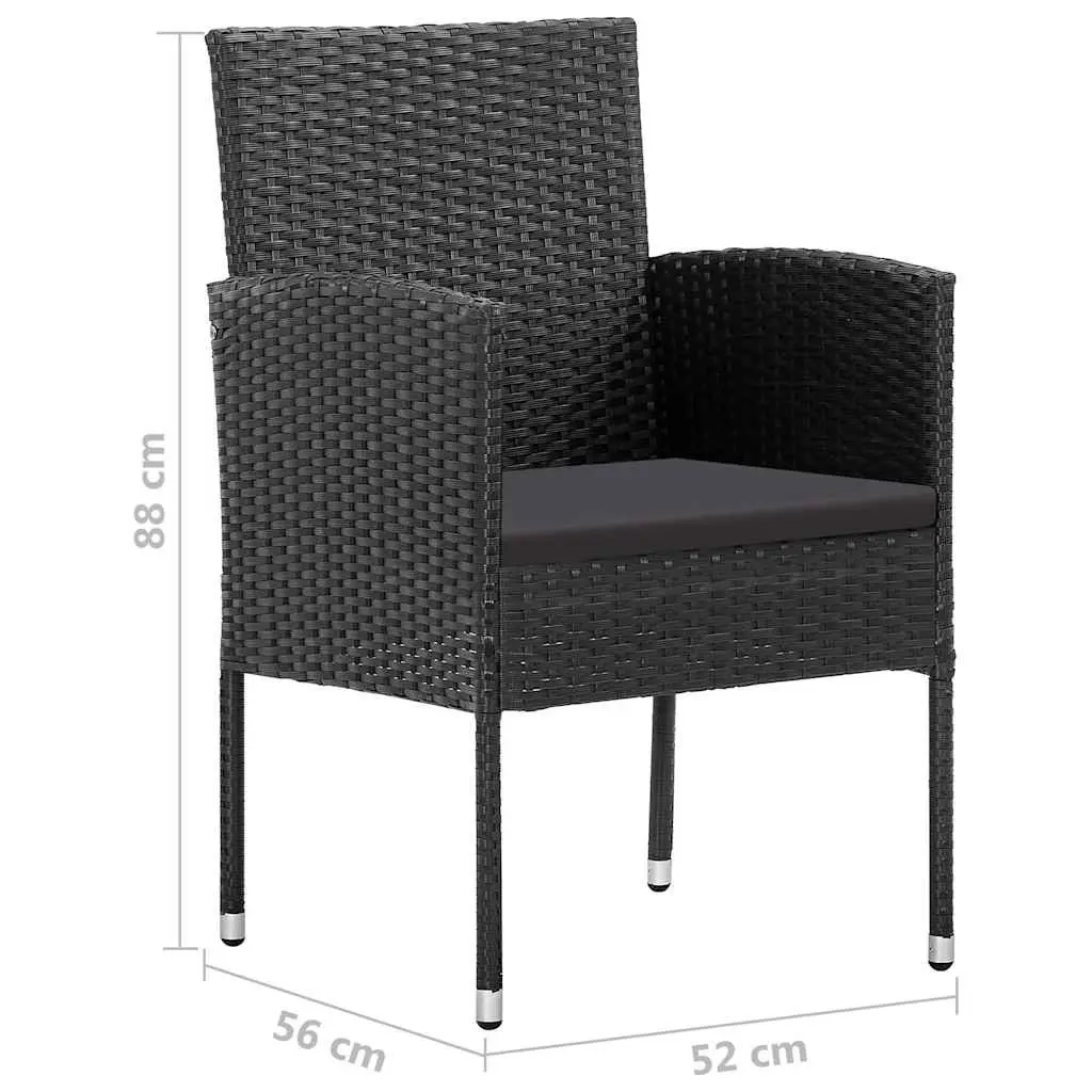 Outdoor Dining Set Acacia Wood Table 8 Chairs PE Rattan Black 9 Piece