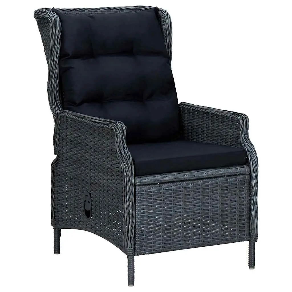 7 Piece Garden Dining Set Acacia Wood Table Steel Frame Dark Grey