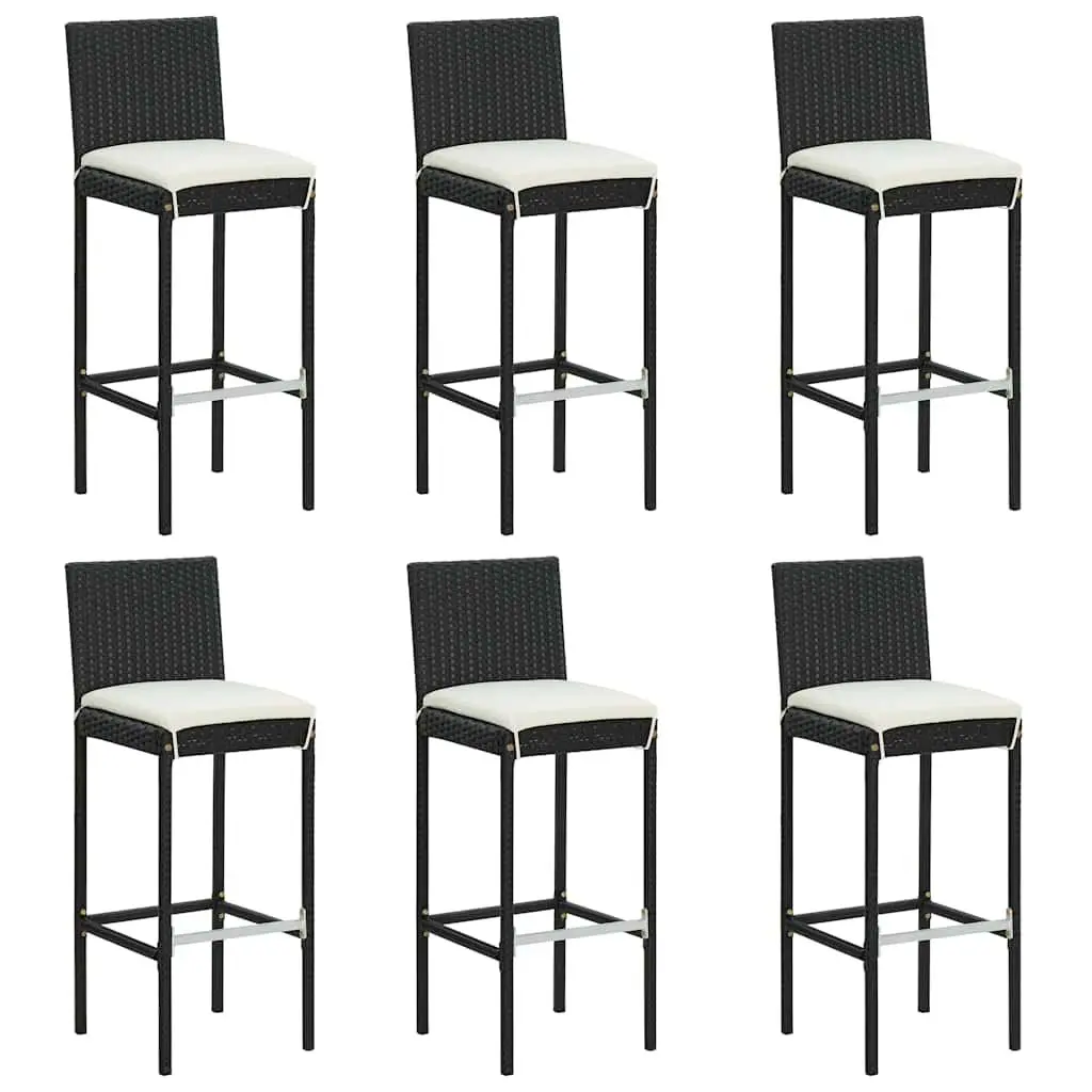 Garden Bar Set Solid Acacia Wood Powder-coated Steel Frame 7 Piece Outdoor Patio Furniture Black