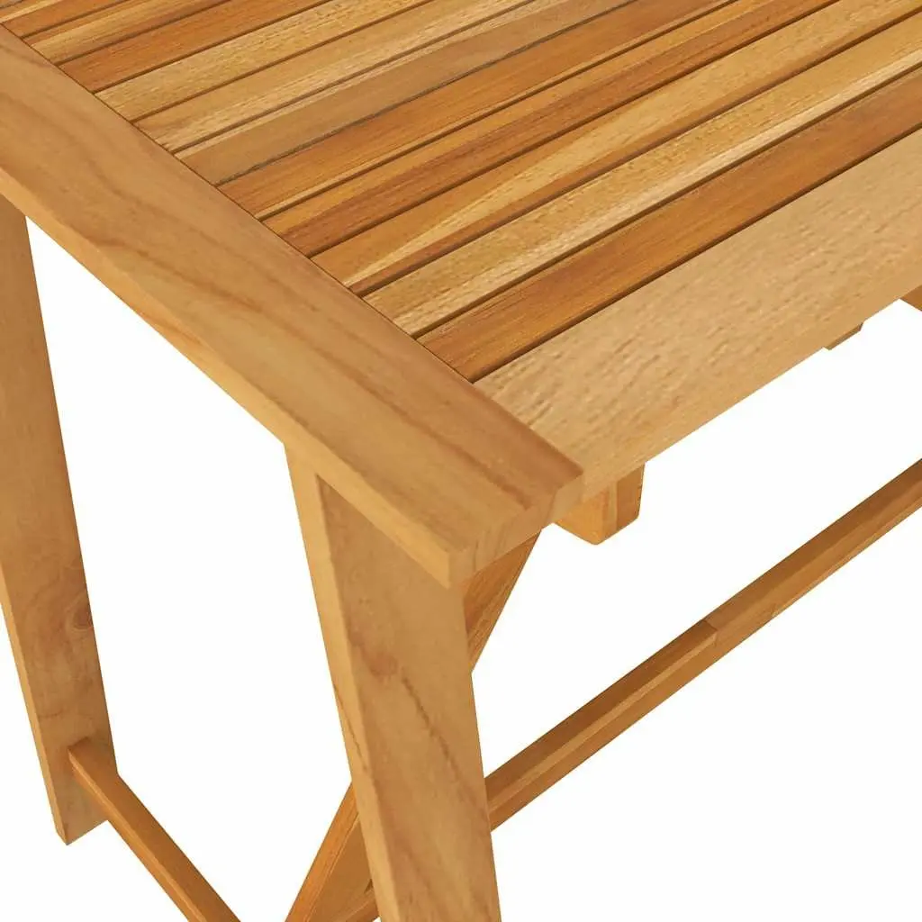 Garden Bar Set Solid Acacia Wood Table Powder-Coated Steel Frame Stools Weather-Resistant PE Rattan Brown 5 Piece