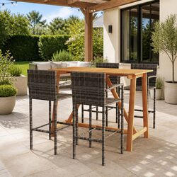 5 Piece Rattan Bar Set for Patios and Gardens
