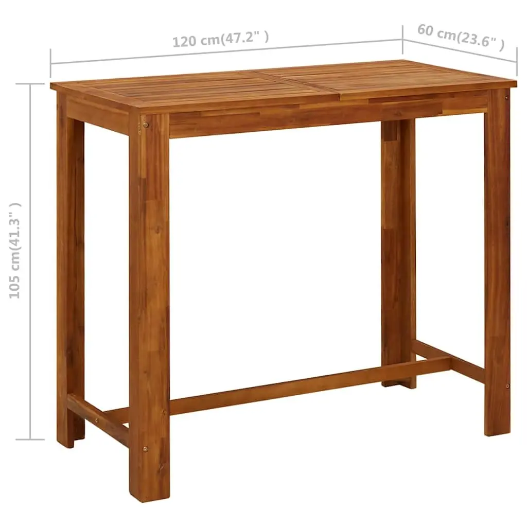 5 Piece Garden Bar Set Acacia Wood Table Powder-Coated Steel Bar Stools PE Rattan Grey