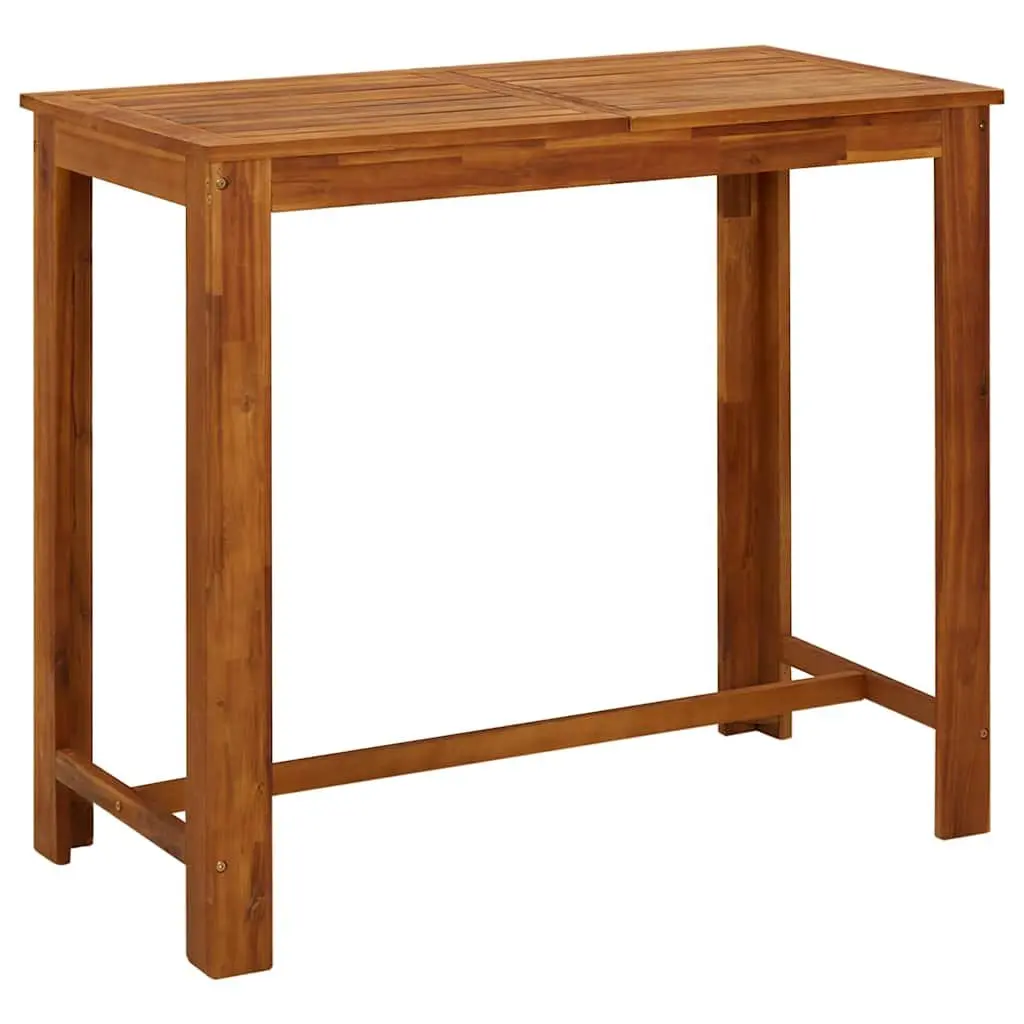 7 Piece Garden Bar Set Acacia Wood Table Rattan Stools Brown