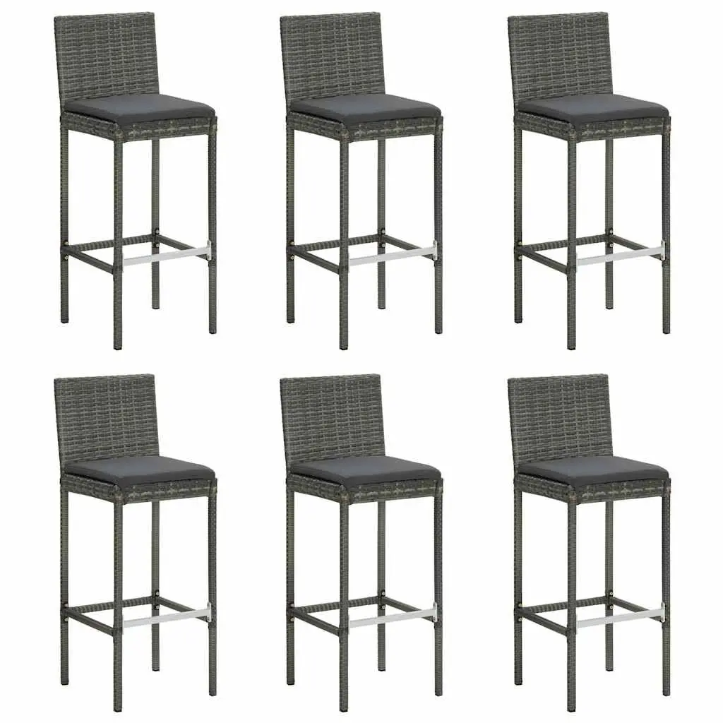 7 Piece Garden Bar Set Acacia Wood Table Rattan Stools Brown