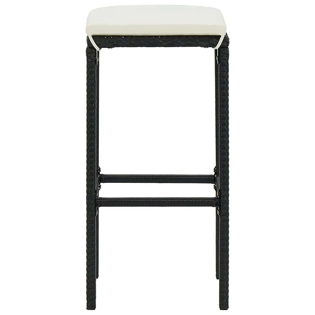 Garden Bar Set Solid Acacia Wood Powder-coated Steel 7 Piece Outdoor Furniture Black