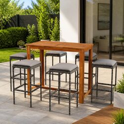 7 Piece Garden Bar Set with Cushions for Outdoor Use