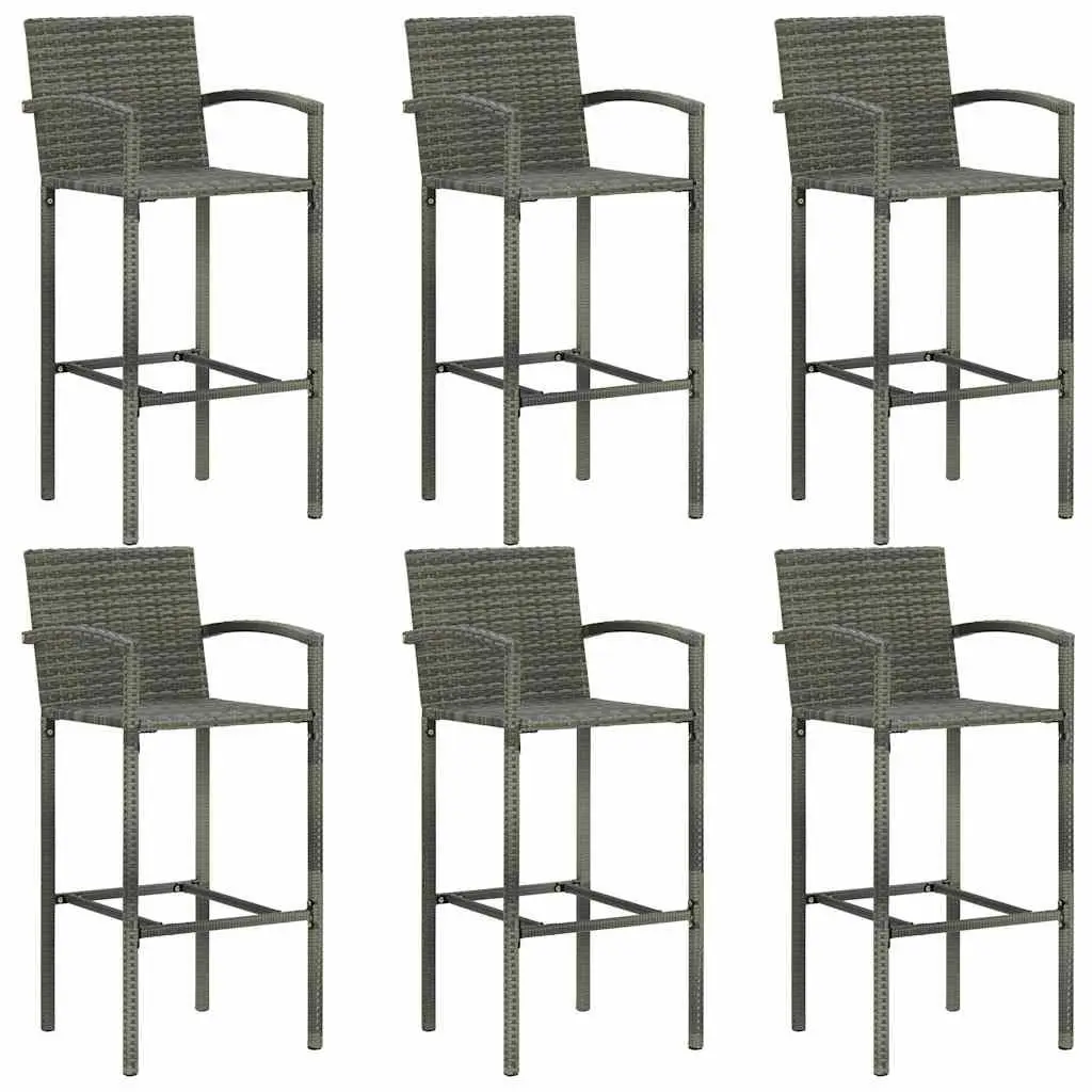 7 Piece Outdoor Garden Bar Set Grey Patio Furniture Dining Stools Table