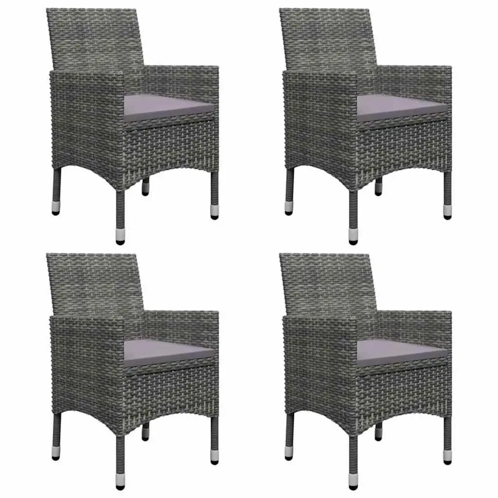 Garden Dining Set Acacia Wood Table Steel Frame 5 Piece Outdoor Chairs Grey