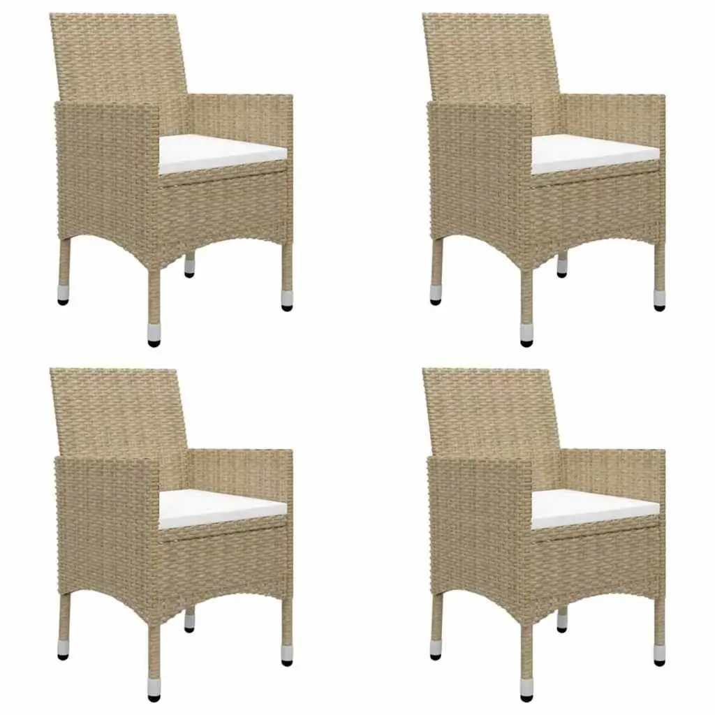 Garden Dining Set 5 Piece Outdoor Furniture Table Chairs Beige