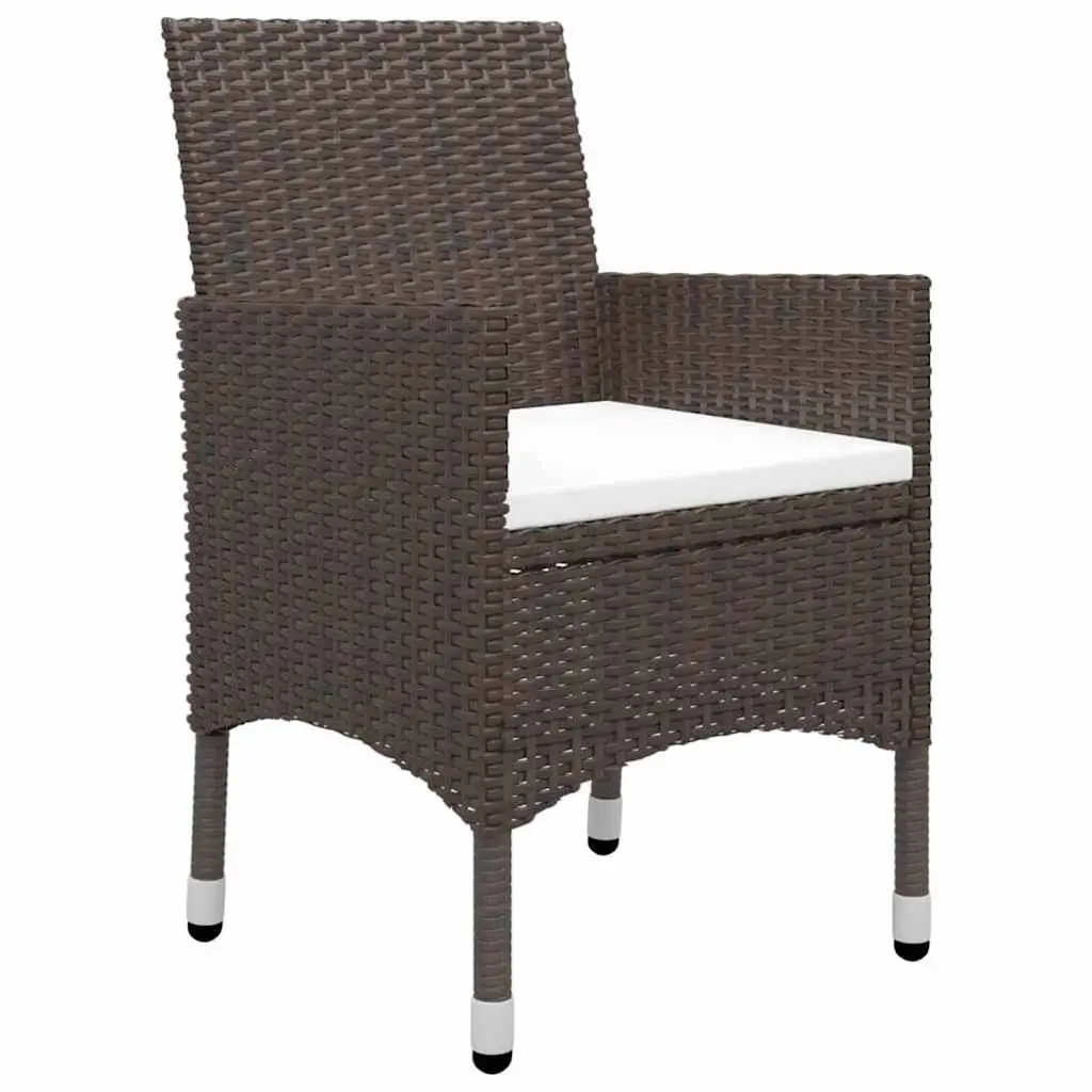 5 Piece Garden Dining Set Acacia Wood Steel Frame PE Rattan Brown