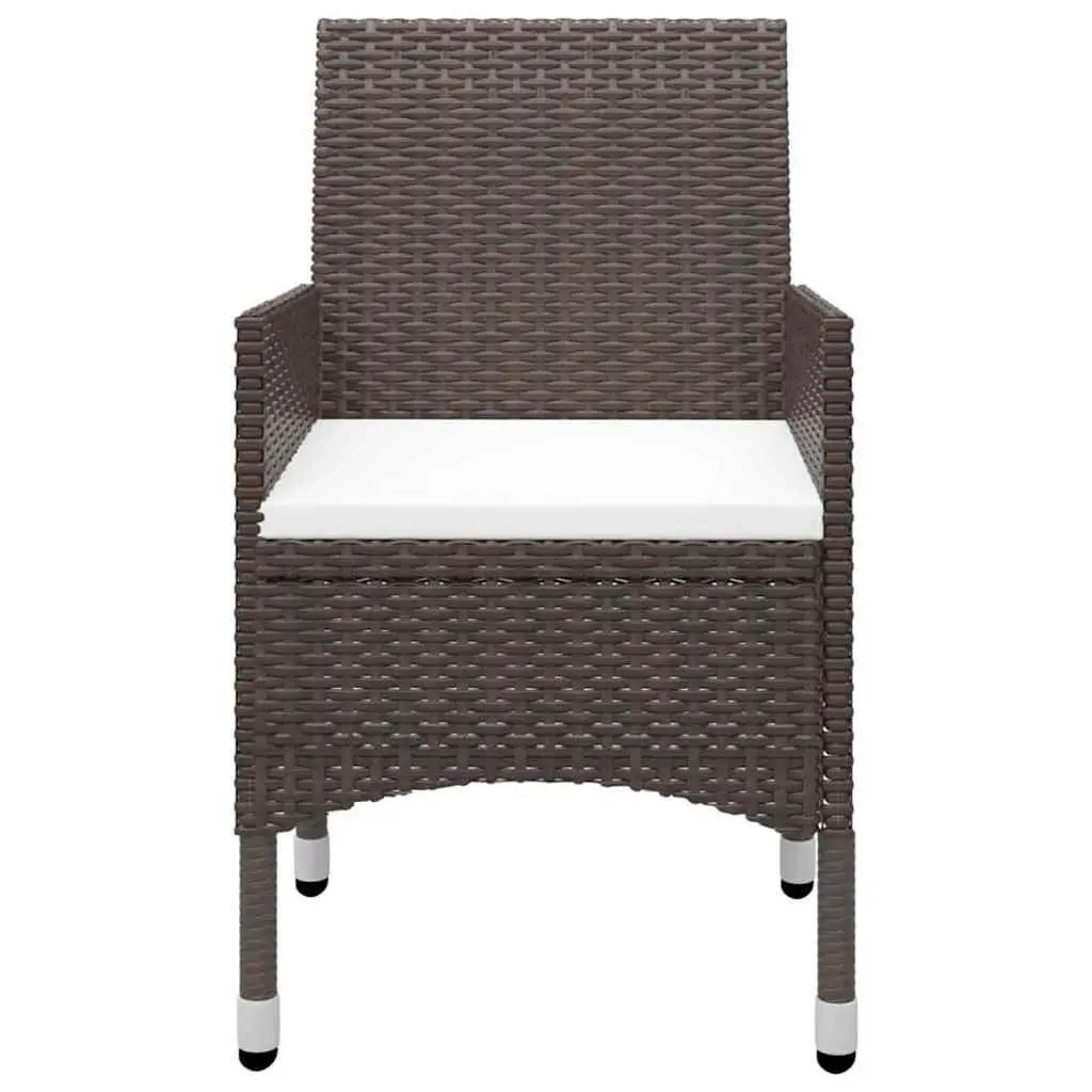 5 Piece Garden Dining Set Acacia Wood Steel Frame PE Rattan Brown