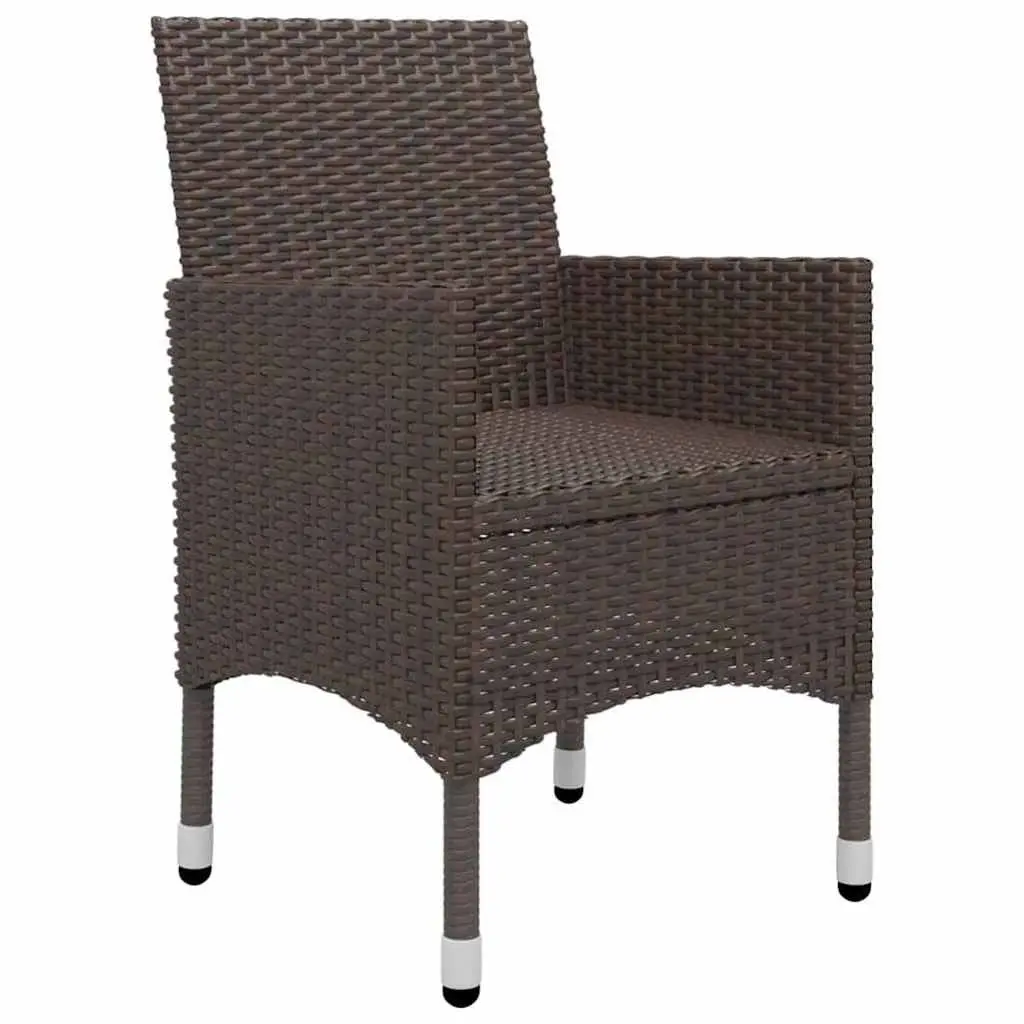 5 Piece Garden Dining Set Acacia Wood Steel Frame PE Rattan Brown