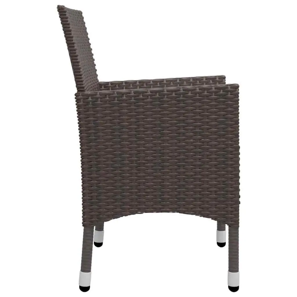 5 Piece Garden Dining Set Acacia Wood Steel Frame PE Rattan Brown