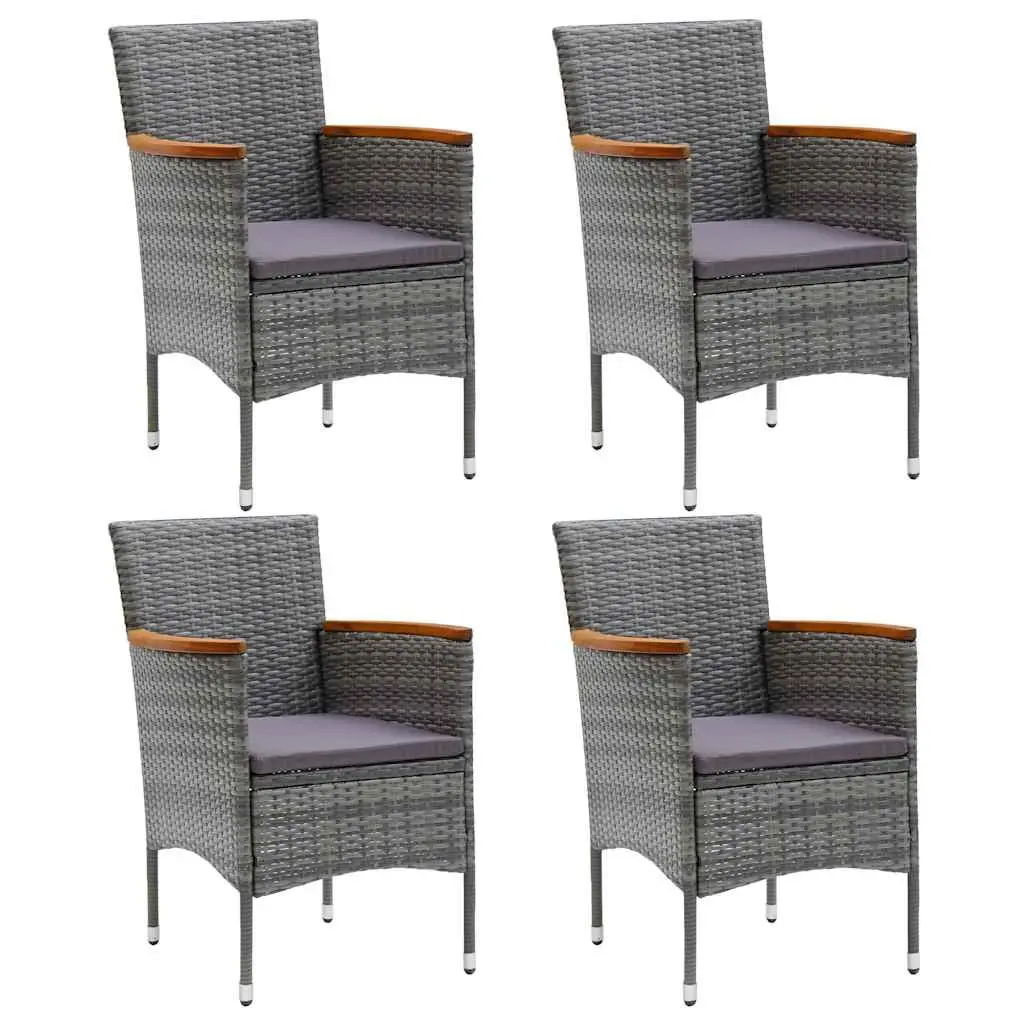 5 Piece Outdoor Dining Set Grey Garden Table Chairs Rattan Furniture Patio