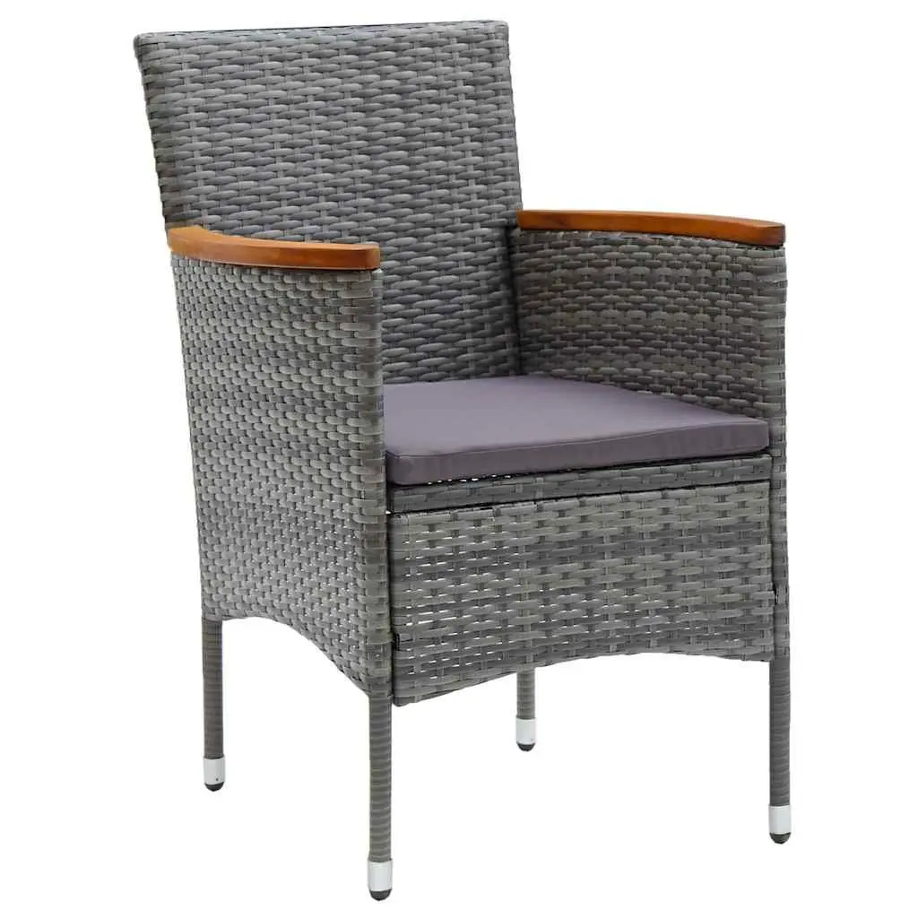 5 Piece Outdoor Dining Set Grey Garden Table Chairs Rattan Furniture Patio