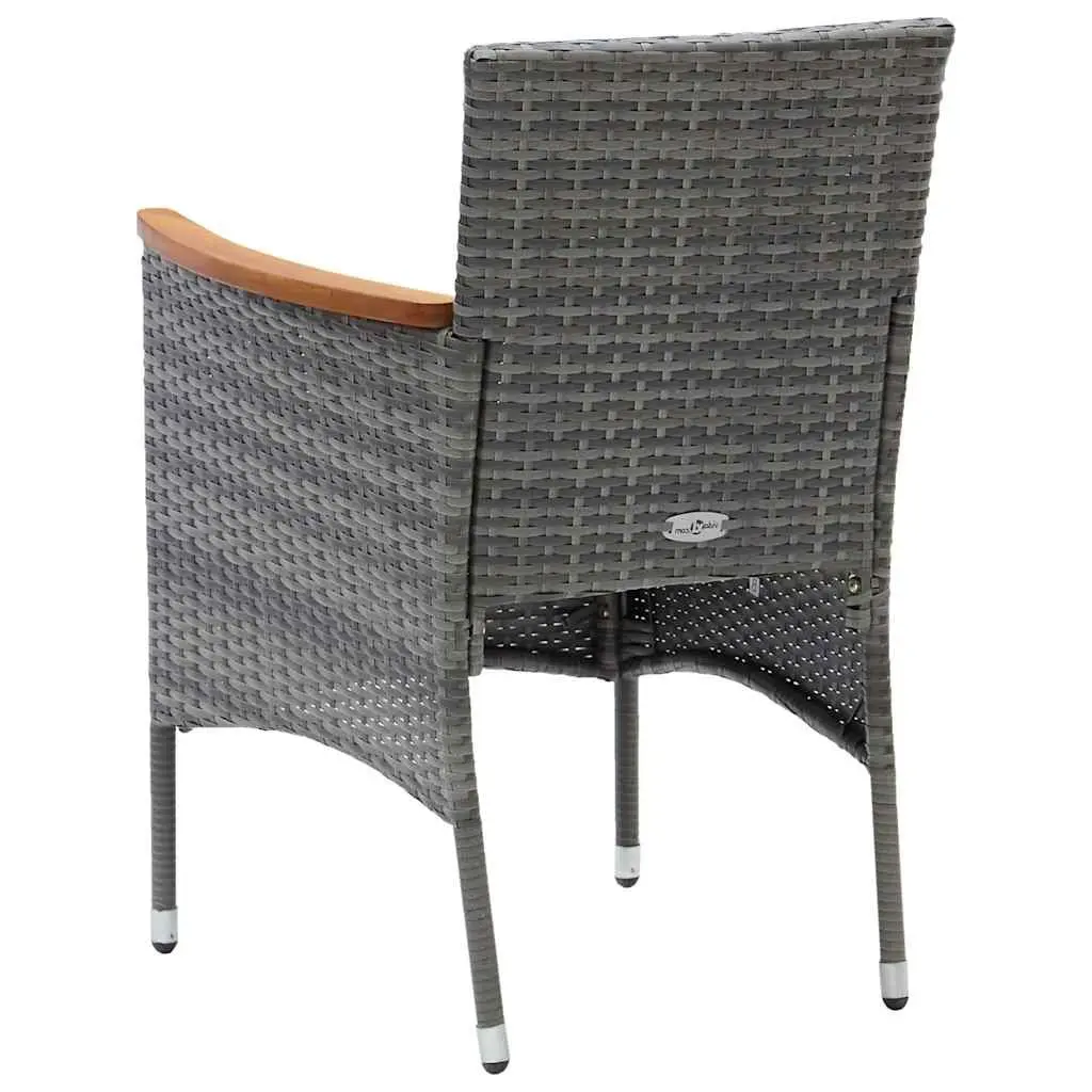 5 Piece Outdoor Dining Set Grey Garden Table Chairs Rattan Furniture Patio