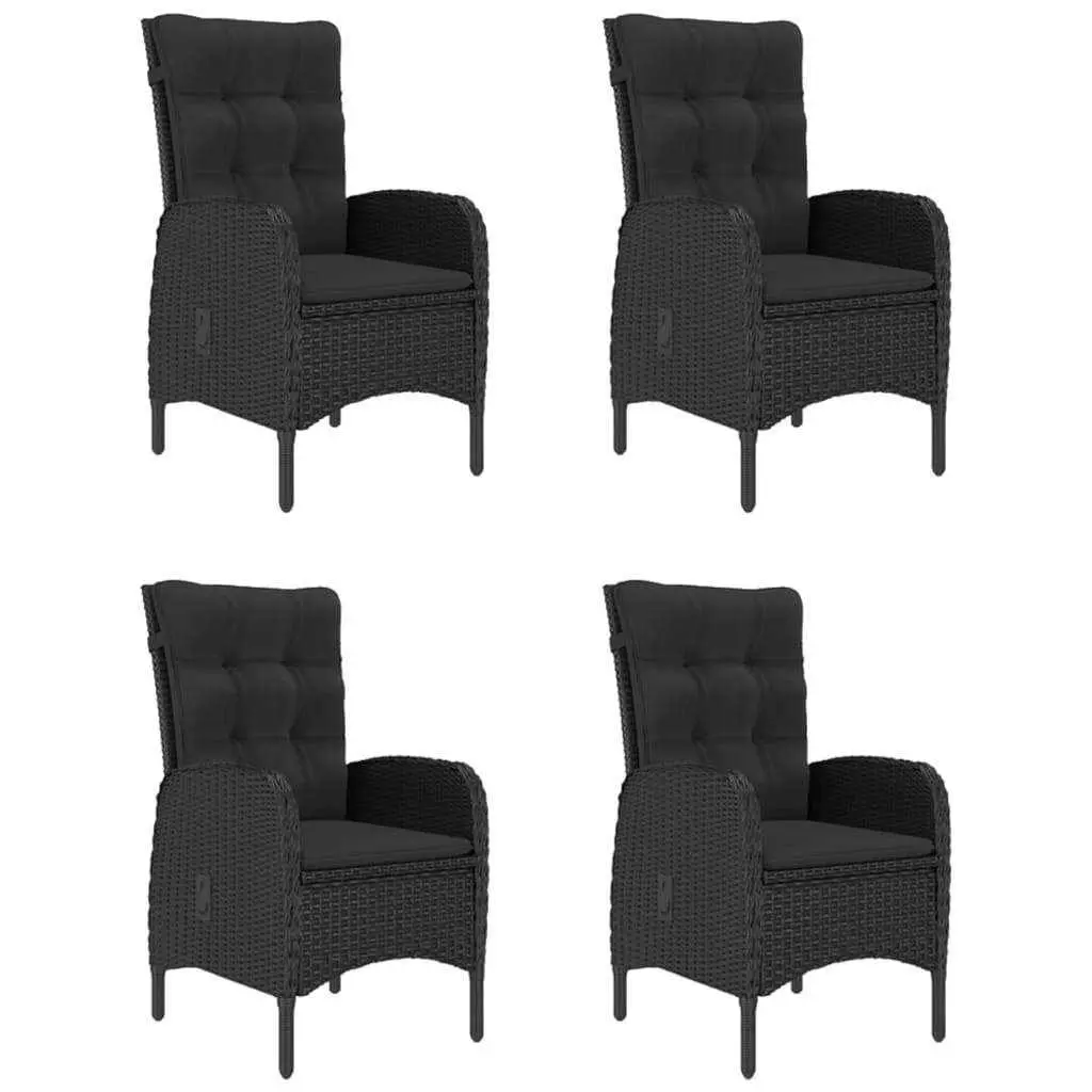 Garden Dining Set 5 Piece Outdoor Furniture Black Acacia Wood Rattan Chairs