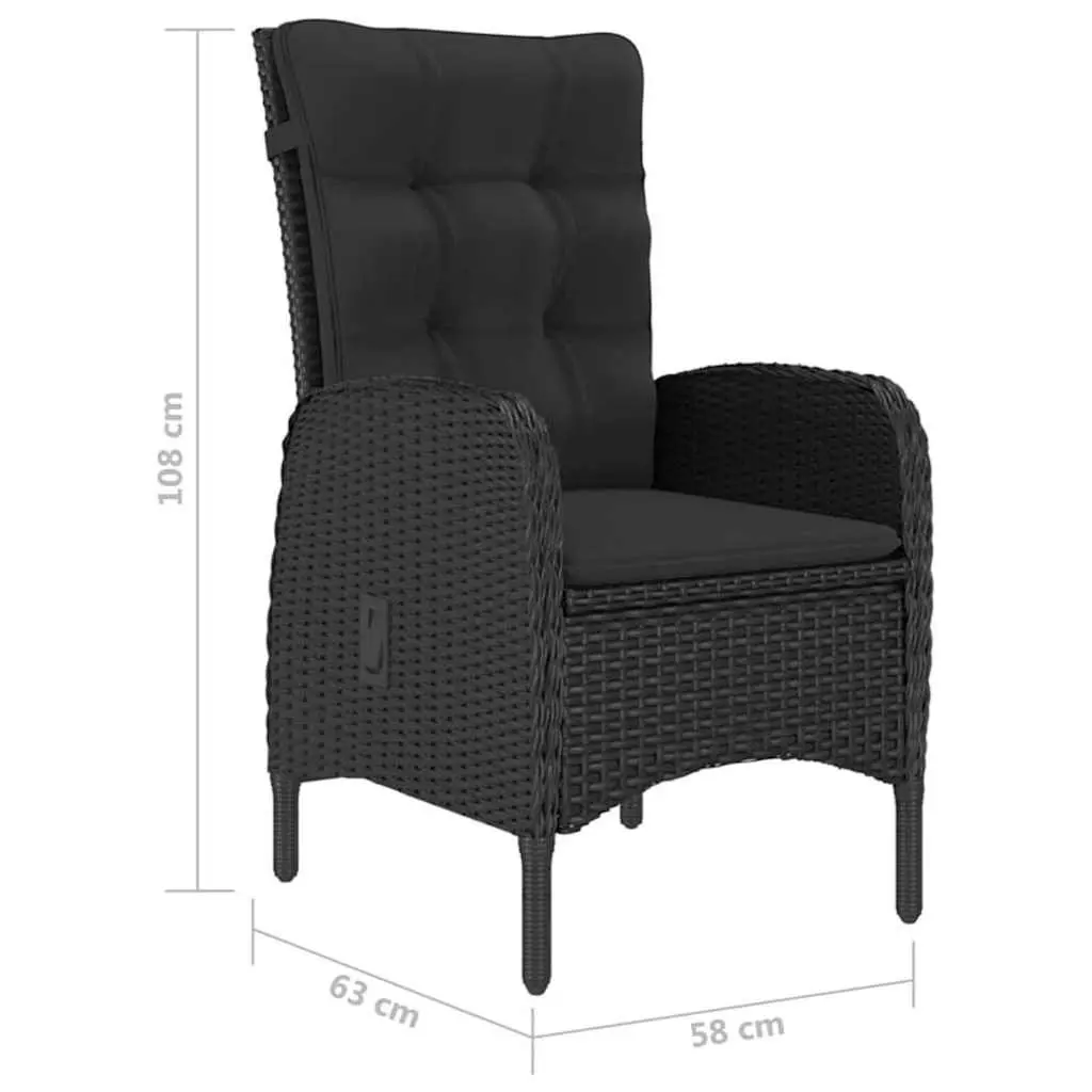 Garden Dining Set 5 Piece Outdoor Furniture Black Acacia Wood Rattan Chairs